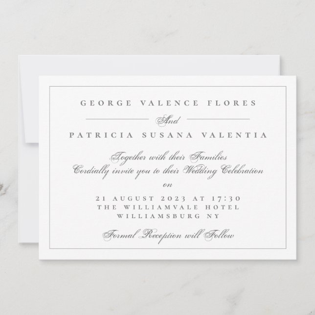 Invitation Paysage Calligraphie formelle Mariage élégant (Devant)