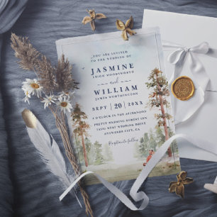 Invitation Paysage d'arbres forestiers Mariage rustique éléga