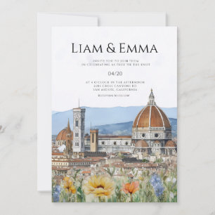 Invitation Paysage de Florence Italie Aquarelle Mariage