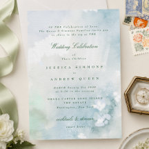 Paysage de mariage à l'aquarelle bleu vert élégant