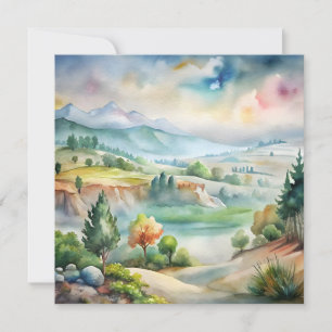 Invitation Paysage de montagne à l'aquarelle