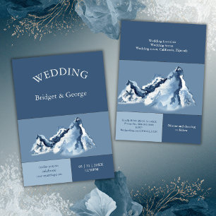 Invitation Paysage de montagne bleu poussiéreux Mariage moder