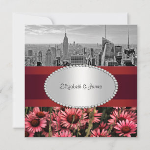 Invitation Paysage de NYC en noir et blanc 1A Fleurs de High 
