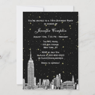 Invitation Paysage de NYC Gravé Starry DIY Fond de Couleur Do