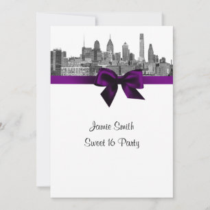 Invitation Paysage de Philadelphie Etch BW Purpl V Sweet Sixt