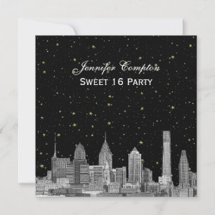 Invitation Paysage de Philadelphie Etch Starry DIY SQ Sweet 1