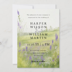 Invitation Paysage de prairie aquarelle