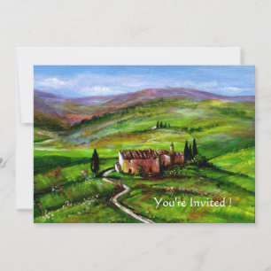 INVITATION PAYSAGE DE TOSCANE AVEC COLLINES VERTES