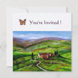 INVITATION PAYSAGE DE TOSCANE AVEC COLLINES VERTES