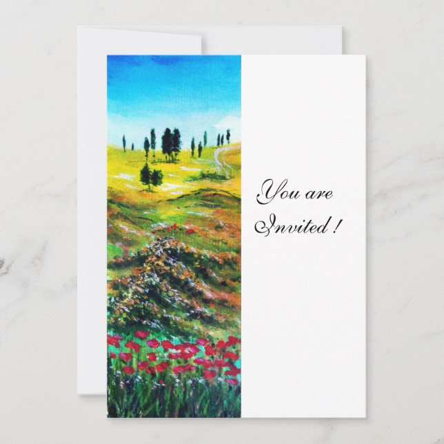 Invitation PAYSAGE DE TOSCANE AVEC COQUELICOTS ,blanc (Devant)