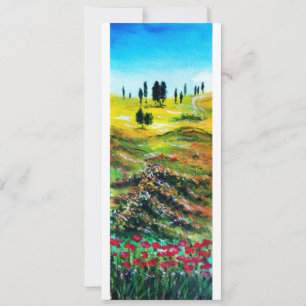 Invitation PAYSAGE DE TOSCANE AVEC COQUELICOTS ,blanc