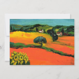 Invitation PAYSAGE DE TOSCANE, bleu vert jaune orange