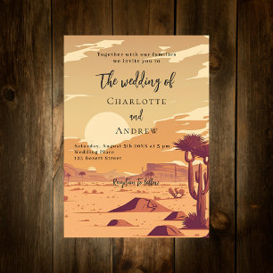 Invitation Paysage désertique rétro terre cuite luxe mariage