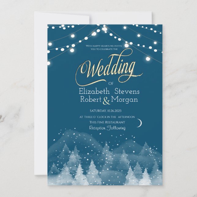 Invitation Paysage d'hiver Chaîne de neige Mariage (Devant)