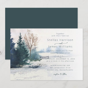 Invitation Paysage d'hiver Mariage Arbre Pin