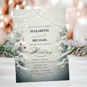Invitation Paysage d'hiver Pine Tree Snow Script