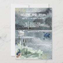 Paysage du lac avec Mariage cygne