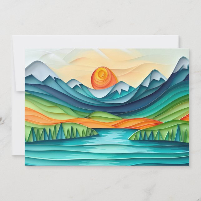 Invitation Paysage du lac Sunset Mountain Imprimer ou numériq (Devant)