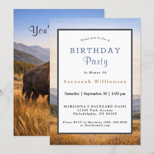 Invitation Paysage faunique Anniversaire du bison d'Amérique