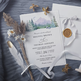 Invitation Paysage forestier de montagne rustique avec code Q