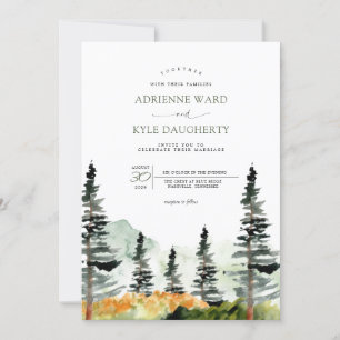 Invitation Paysage forestier Mariage de montagne