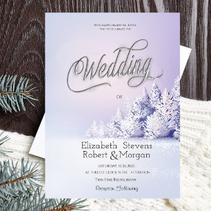 Invitation Paysage hivernal violet forêt mariage