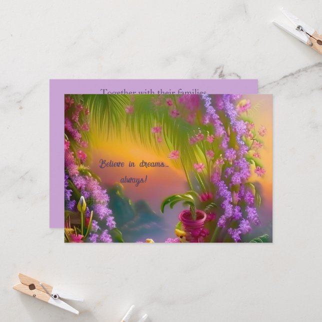 Invitation Paysage Imaginaire, tropical et rêveur - (Devant/Arrière en situation)