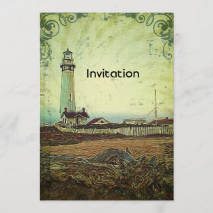 Invitation paysage impressionniste chic côtier phare