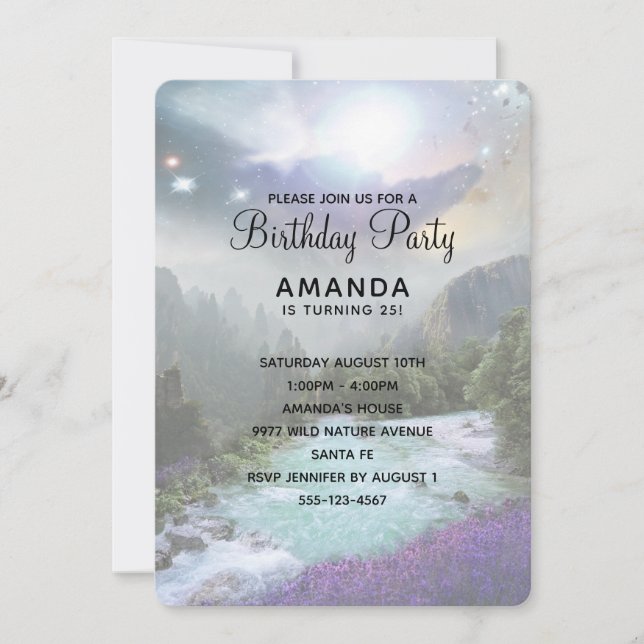 Invitation Paysage naturel magique Pittoresque Anniversaire I (Devant)