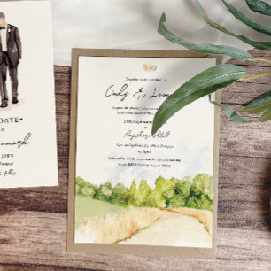 Invitation Paysage rustique aquarelle
