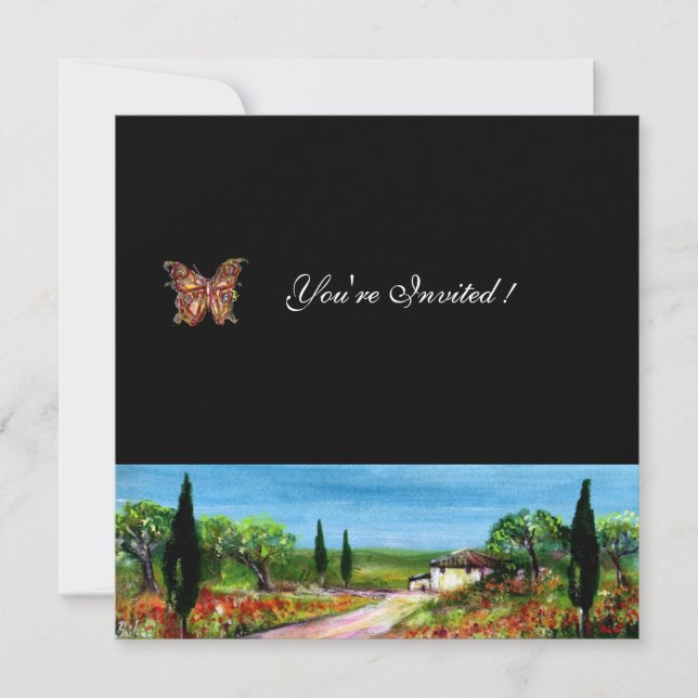 Invitation PAYSAGE TOSCANE 4, vert jaune noir (Devant)