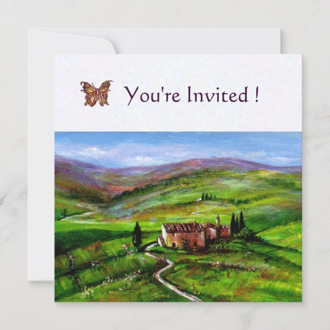 Invitation PAYSAGE TOSCANE AVEC COLLINES VERTES Papier à feut (Devant)