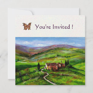Invitation PAYSAGE TOSCANE AVEC COLLINES VERTES Papier à feut