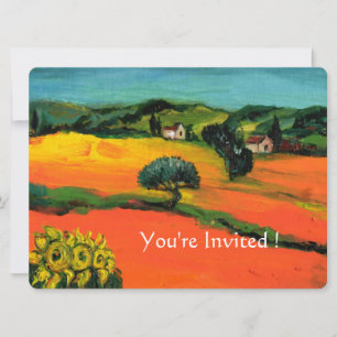 Invitation PAYSAGE TOSCANE AVEC DÉPASSEURS orange noir