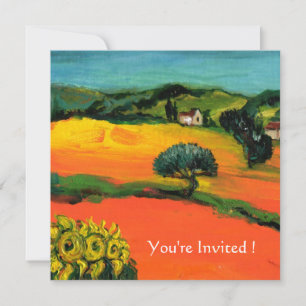 Invitation PAYSAGE TOSCANE AVEC DÉPASSEURS orange noir