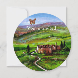 INVITATION PAYSAGE TOSCANE. COLLINES VERTES AVEC BEURRE