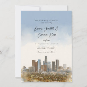 Invitation Paysage urbain de Los Angeles à l'aquarelle