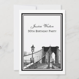 Invitation Paysage urbain de NYC Pont de Brooklyn #2 Fête d'a