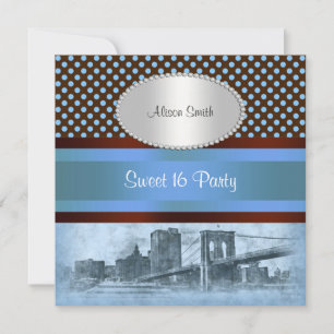 Invitation Paysage urbain de NYC Pont de Brooklyn Bateau 4 Sw