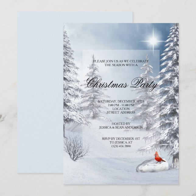 Invitation Paysages d'hiver et fête de Noël du cardinal (Devant / Derrière)