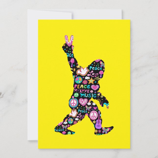 Invitation Peace Love Bigfoot Hippie Funny Bigfoot Lover (Devant)