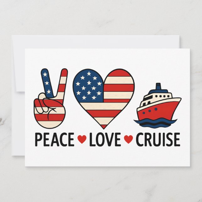 Invitation Peace Love Cruise USA Vacances Vibes (Devant)