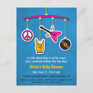 Invitation Peace Music Guitare Rock et Baby shower de rouleau