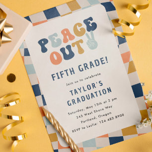 Invitation Peace Out 5e année Super Graduation Party