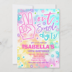 Invitation Peace Out Chiffres simples Hippy Tie Dye Anniversa