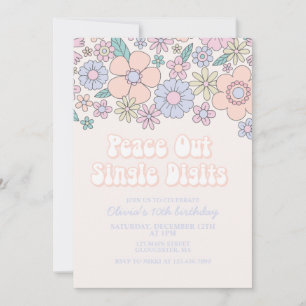 Invitation Peace Out Chiffres simples Retro 10e anniversaire