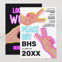 Peace Out School Pink Neon Lumières fête de gradua