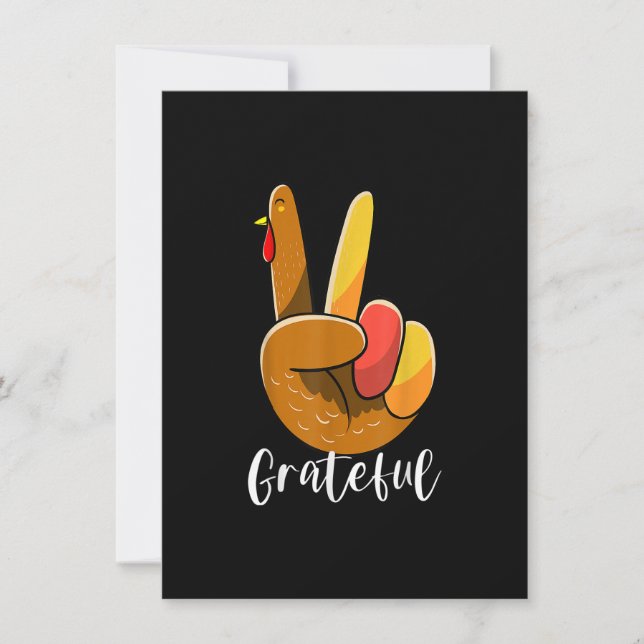 Invitation Peace Sign Hand Turkey Thanksgiving Grateful Women (Devant)