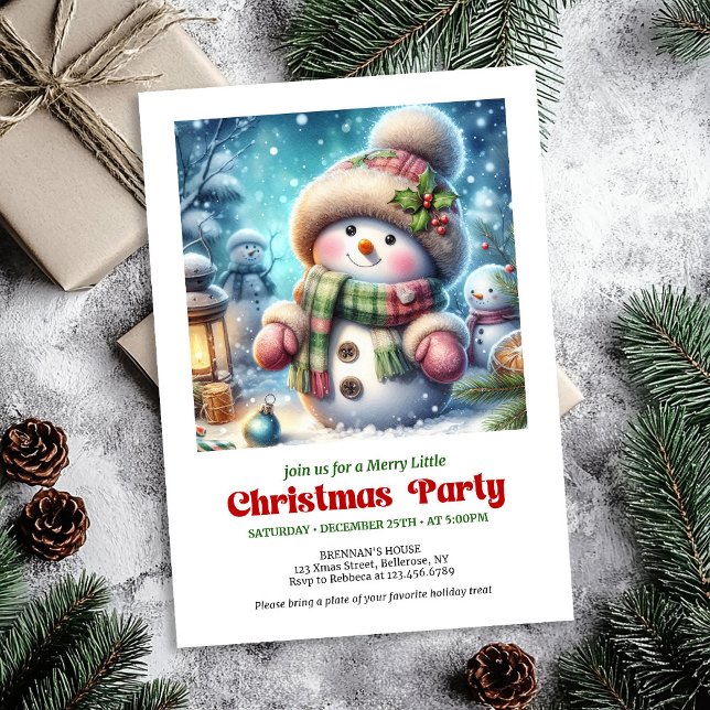 Invitation Peaceful cartoon snowman invite holiday printable (Peaceful cartoon snowman invite holiday joy printable)