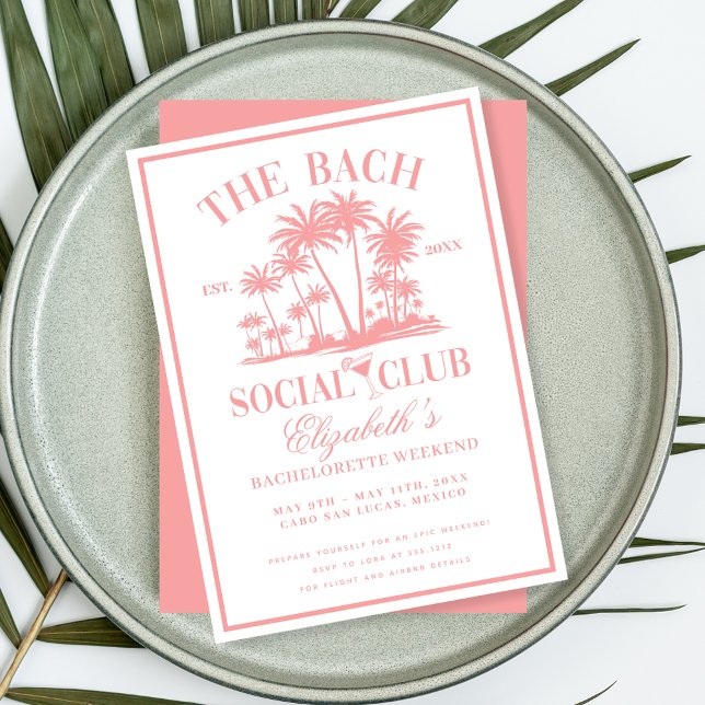 Invitation Peach Beach Social Club Bachelorette (Créateur téléchargé)